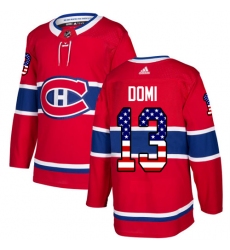 Youth Adidas Montreal Canadiens #13 Max Domi Authentic Red USA Flag Fashion NHL Jersey