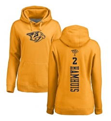 NHL Women's Adidas Nashville Predators #2 Dan Hamhuis Gold One Color Backer Pullover Hoodie