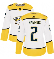 Women's Adidas Nashville Predators #2 Dan Hamhuis Authentic White Away NHL Jersey