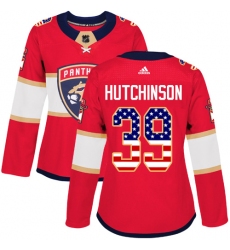 Women's Adidas Florida Panthers #39 Michael Hutchinson Authentic Red USA Flag Fashion NHL Jersey