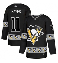 Men's Adidas Pittsburgh Penguins #11 Jimmy Hayes Authentic Black Team Logo Fashion NHL Jersey