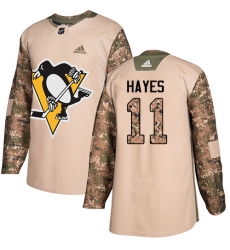 Men's Adidas Pittsburgh Penguins #11 Jimmy Hayes Authentic Camo Veterans Day Practice NHL Jersey
