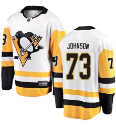 Men's Pittsburgh Penguins #73 Jack Johnson Authentic White Away Fanatics Branded Breakaway NHL Jersey