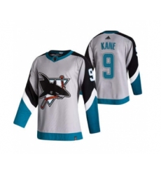 Men's San Jose Sharks #9 Evander Kane Grey 2020-21 Reverse Retro Alternate Hockey Jersey