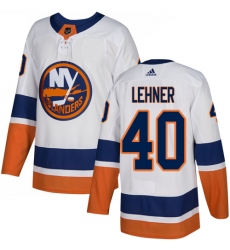 Men's Adidas New York Islanders #40 Robin Lehner Authentic White Away NHL Jersey