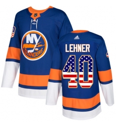 Youth Adidas New York Islanders #40 Robin Lehner Authentic Royal Blue USA Flag Fashion NHL Jersey