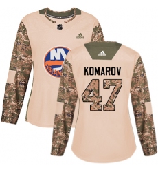 Women's Adidas New York Islanders #47 Leo Komarov Authentic Camo Veterans Day Practice NHL Jersey