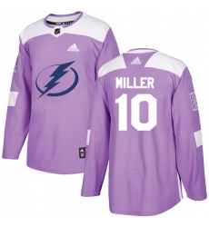 Youth Adidas Tampa Bay Lightning #10 J.T. Miller Authentic Purple Fights Cancer Practice NHL Jersey