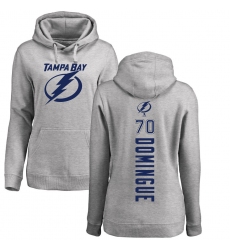 NHL Women's Adidas Tampa Bay Lightning #70 Louis Domingue Ash Backer Pullover Hoodie