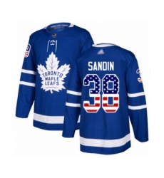 Men's Toronto Maple Leafs #38 Rasmus Sandin Authentic Royal Blue USA Flag Fashion Hockey Jersey