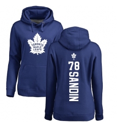 NHL Women's Adidas Toronto Maple Leafs #78 Rasmus Sandin Royal Blue Backer Pullover Hoodie