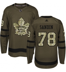 Youth Adidas Toronto Maple Leafs #78 Rasmus Sandin Authentic Green Salute to Service NHL Jersey