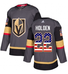 Youth Adidas Vegas Golden Knights #22 Nick Holden Authentic Gray USA Flag Fashion NHL Jersey