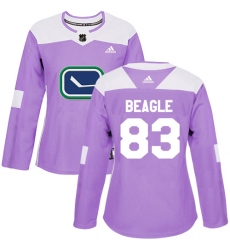 Women's Adidas Vancouver Canucks #83 Jay Beagle Authentic Purple Fights Cancer Practice NHL Jersey