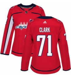 Women's Adidas Washington Capitals #71 Kody Clark Authentic Red Home NHL Jersey