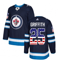 Men's Adidas Winnipeg Jets #25 Seth Griffith Authentic Navy Blue USA Flag Fashion NHL Jersey