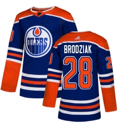 Youth Adidas Edmonton Oilers #28 Kyle Brodziak Authentic Royal Blue Alternate NHL Jersey