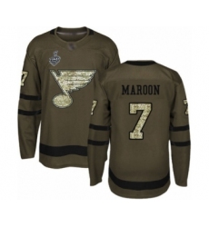 Youth St. Louis Blues #7 Patrick Maroon Authentic Green Salute to Service 2019 Stanley Cup Final Bound Hockey Jersey