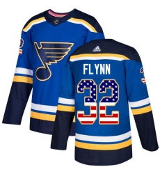 Men's Adidas St. Louis Blues #32 Brian Flynn Authentic Blue USA Flag Fashion NHL Jersey