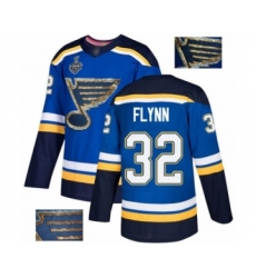 Men's St. Louis Blues #32 Brian Flynn Authentic Royal Blue Fashion Gold 2019 Stanley Cup Final Bound Hockey Jersey