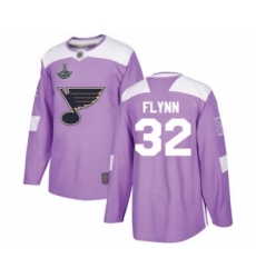 Youth St. Louis Blues #32 Brian Flynn Authentic Purple Fights Cancer Practice 2019 Stanley Cup Champions Hockey Jersey