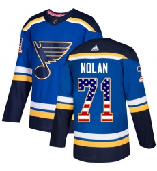 Men's Adidas St. Louis Blues #71 Jordan Nolan Authentic Blue USA Flag Fashion NHL Jersey