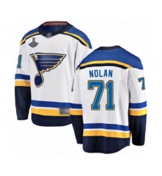 Men's St. Louis Blues #71 Jordan Nolan Fanatics Branded White Away Breakaway 2019 Stanley Cup Champions Hockey Jersey
