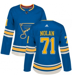 Women's Adidas St. Louis Blues #71 Jordan Nolan Authentic Navy Blue Alternate NHL Jersey