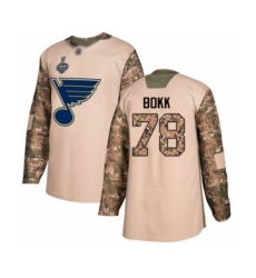 Men's St. Louis Blues #78 Dominik Bokk Authentic Camo Veterans Day Practice 2019 Stanley Cup Final Bound Hockey Jersey