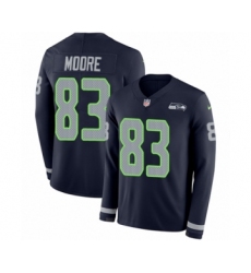 Men's Nike Seattle Seahawks #83 David Moore Limited Navy Blue Therma Long Sleeve NFL Jersey