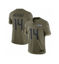 Men's Seattle Seahawks #14 DK Metcalf 2022 Olive Salute To Service Limited Stitched Jersey