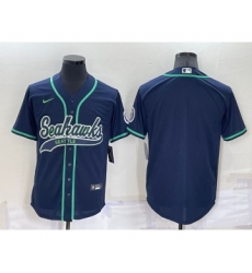 Men's Seattle Seahawks Blank Navy Blue Stitched MLB Cool Base Nike Baseball Jersey