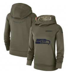 Women's Seattle Seahawks Nike Olive Salute to Service Sideline Therma Performance Pullover Hoodie