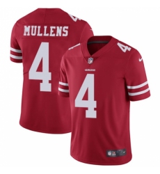 Men's Nike San Francisco 49ers #4 Nick Mullens Red Team Color Vapor Untouchable Limited Player NFL Jersey