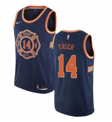 Women's Nike New York Knicks #14 Allonzo Trier Swingman Navy Blue NBA Jersey - City Edition