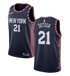 Men's Nike New York Knicks #21 Damyean Dotson Swingman Navy Blue NBA Jersey - 2018 19 City Edition