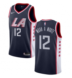 Women's Nike Los Angeles Clippers #12 Luc Mbah a Moute Swingman Navy Blue NBA Jersey - City Edition