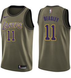 Men's Nike Los Angeles Lakers #11 Michael Beasley Swingman Green Salute to Service NBA Jersey