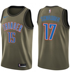 Men's Nike Oklahoma City Thunder #17 Dennis Schroder Swingman Green Salute to Service NBA Jersey