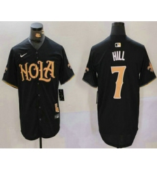 Men's New Orleans Saints #7 Taysom Hill Black Nola Baseball Jersey