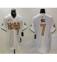 Men's New Orleans Saints #7 Taysom Hill Number White Nola Baseball Jersey