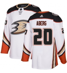 Men's Adidas Anaheim Ducks #20 Pontus Aberg White Road Authentic Stitched NHL Jersey