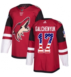 Men's Adidas Arizona Coyotes #17 Alex Galchenyuk Maroon Home Authentic USA Flag Stitched NHL Jersey