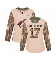 Women's Adidas Arizona Coyotes #17 Alex Galchenyuk Authentic Camo Veterans Day Practice NHL Jers