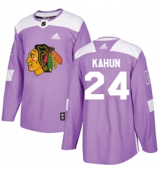 Men's Adidas Chicago Blackhawks #24 Dominik Kahun Purple Authentic Fights Cancer Stitched NHL Jersey
