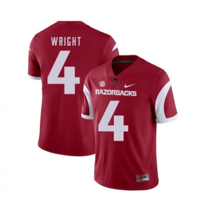 Arkansas Razorbacks 4 Jarius Wright Red College Football Jersey