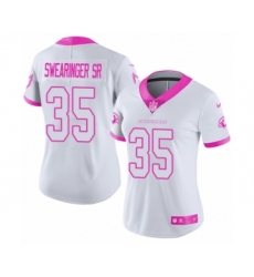 Women's Nike Arizona Cardinals #35 D.J. Swearinger SR Limited White Pink Rush Fashion NFL Jersey