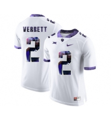 TCU Horned Frogs 2 Jason Verrett White With Portrait Print College Football Limited Jersey