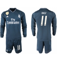 2018-19 Real Madrid 11 BALE Away Long Sleeve Soccer Jersey