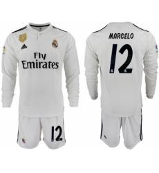 2018-19 Real Madrid 12 MAECELO Home Long Sleeve Soccer Jersey
